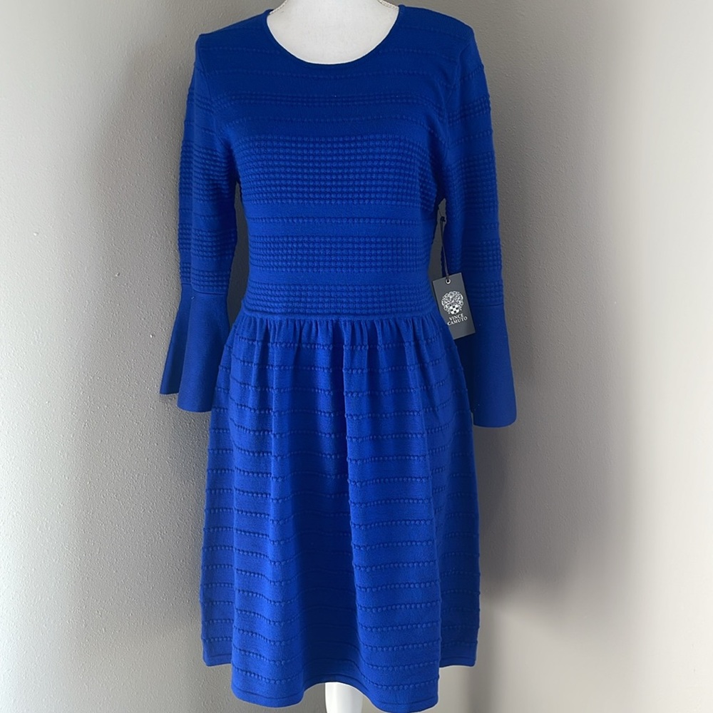 NEW | Vince Camuto | Fit-and-Flare Sweater Dress | Cobalt/Royal Blue | Large